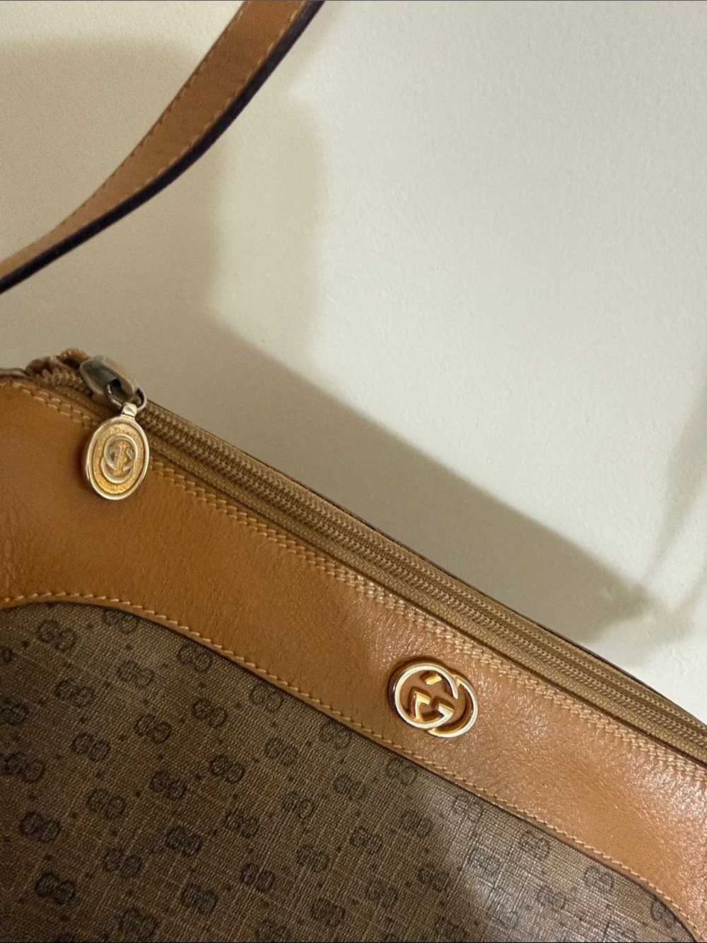 Gucci Tan/Brown Monogram Crossbody Bag